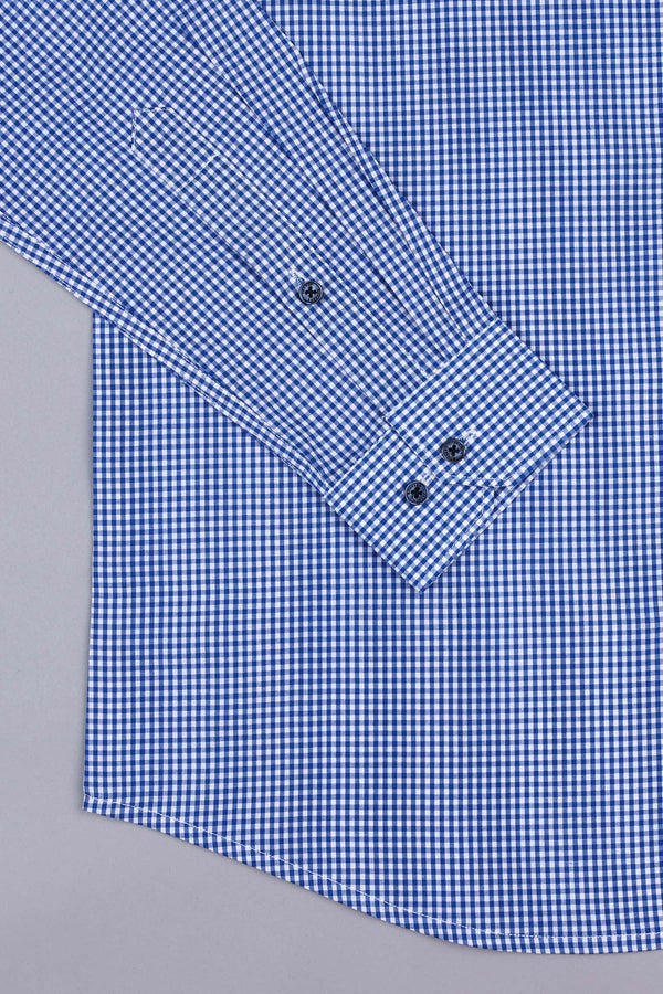 Cobalt blue with white pin check  cotton shirt