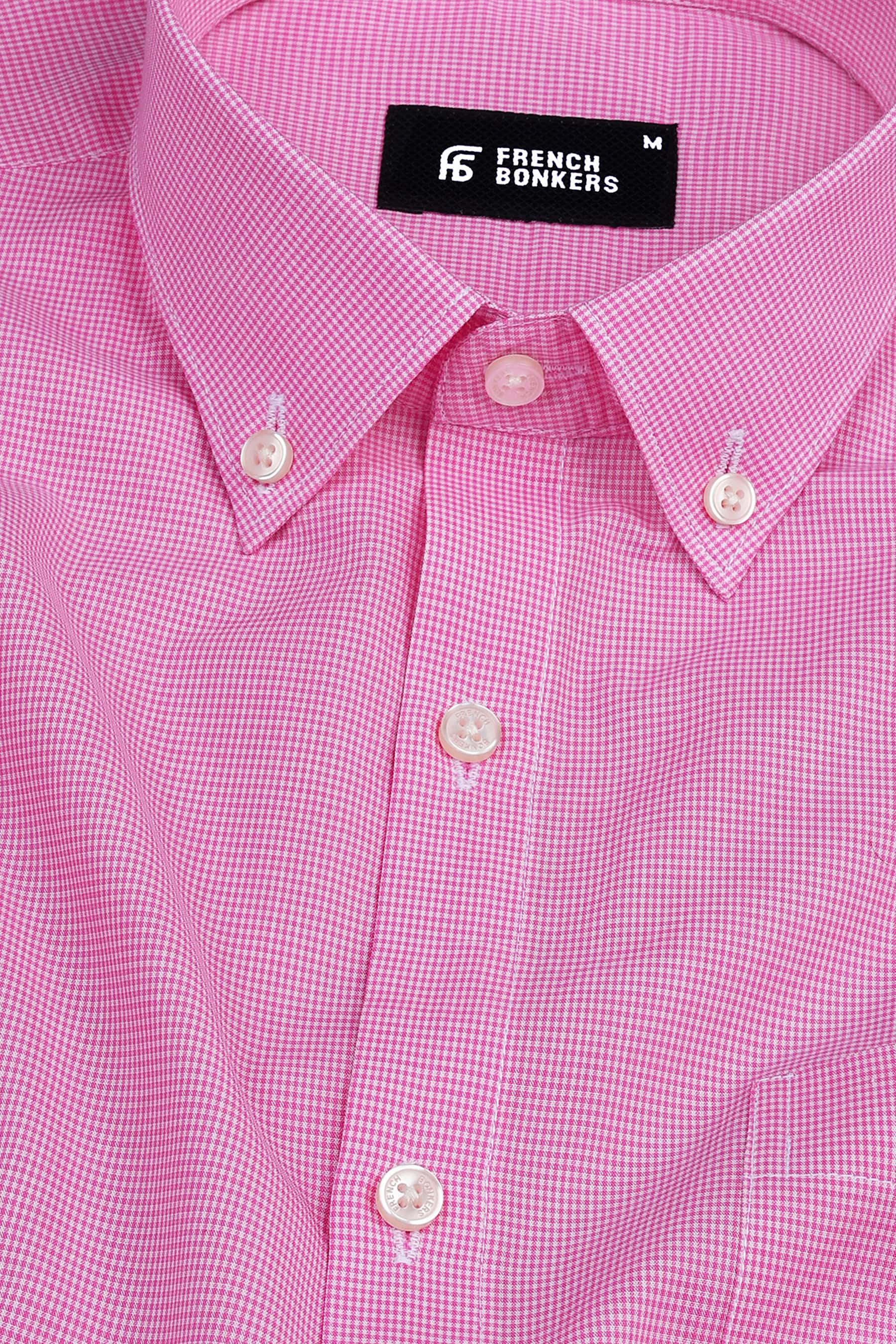 Taffy pink with white mini micro check  cotton shirt