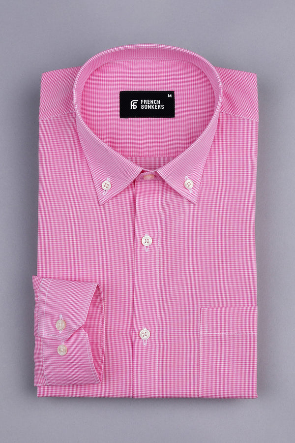 Taffy pink with white mini micro check  cotton shirt