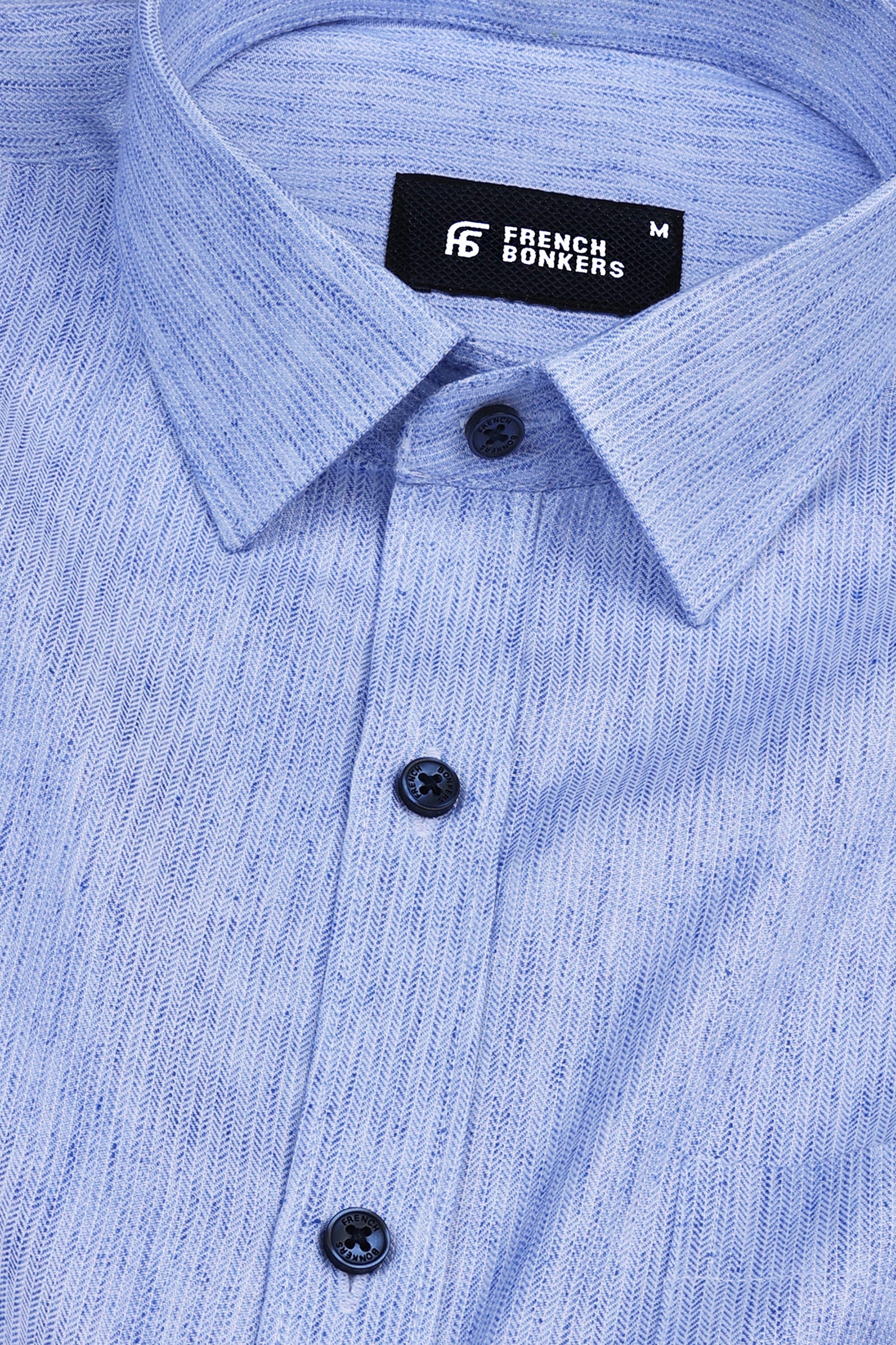 Blue herringbone texture cotton shirt