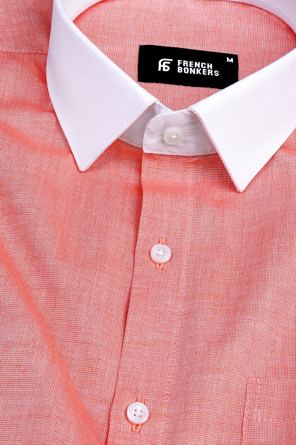 Yam orange dobby texture cotton shirt