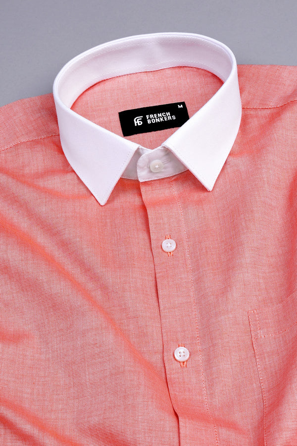 Yam orange dobby texture cotton shirt