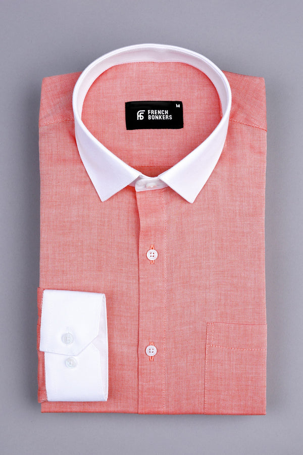 Yam orange dobby texture cotton shirt