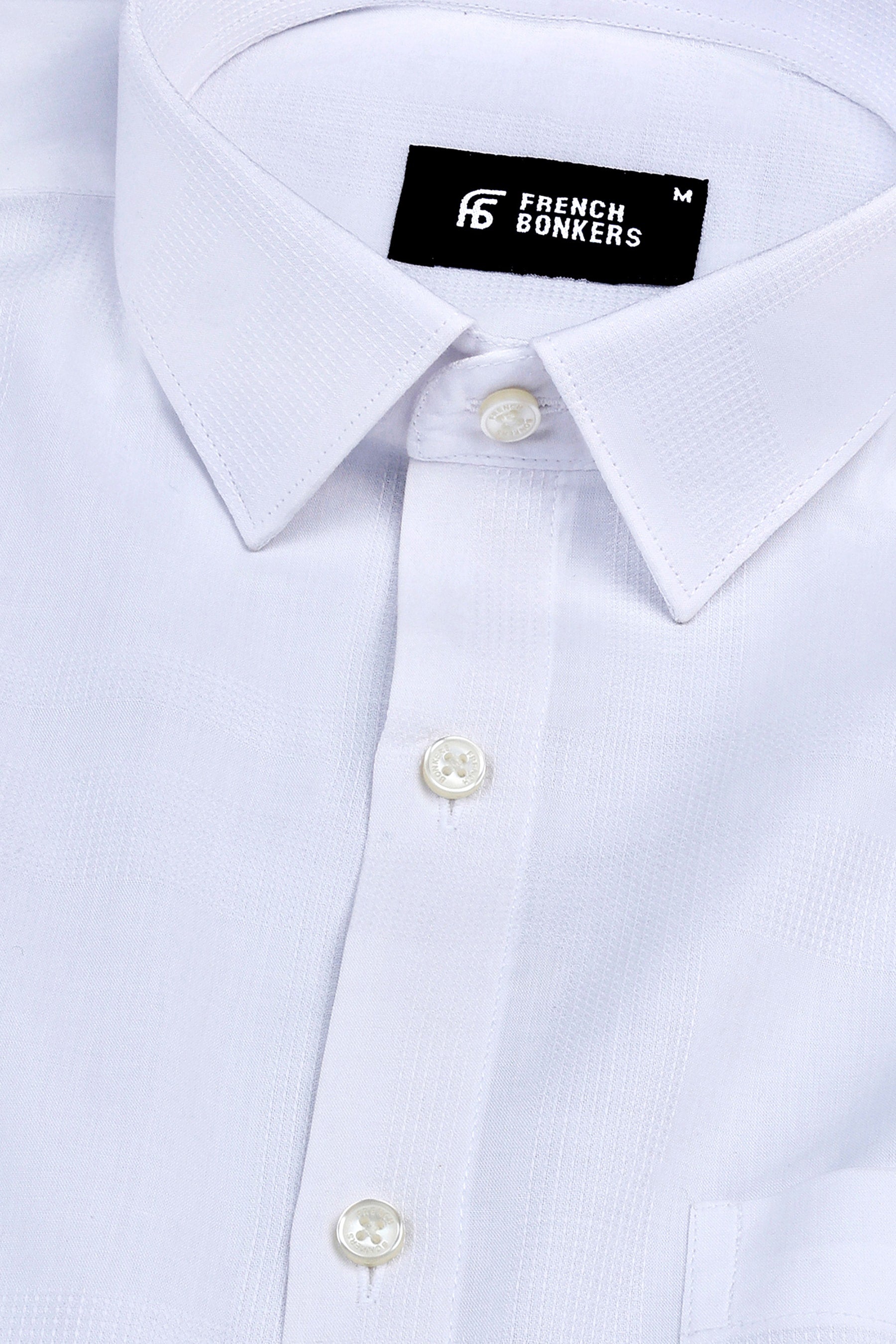 Pearl white jacquard cotton shirt