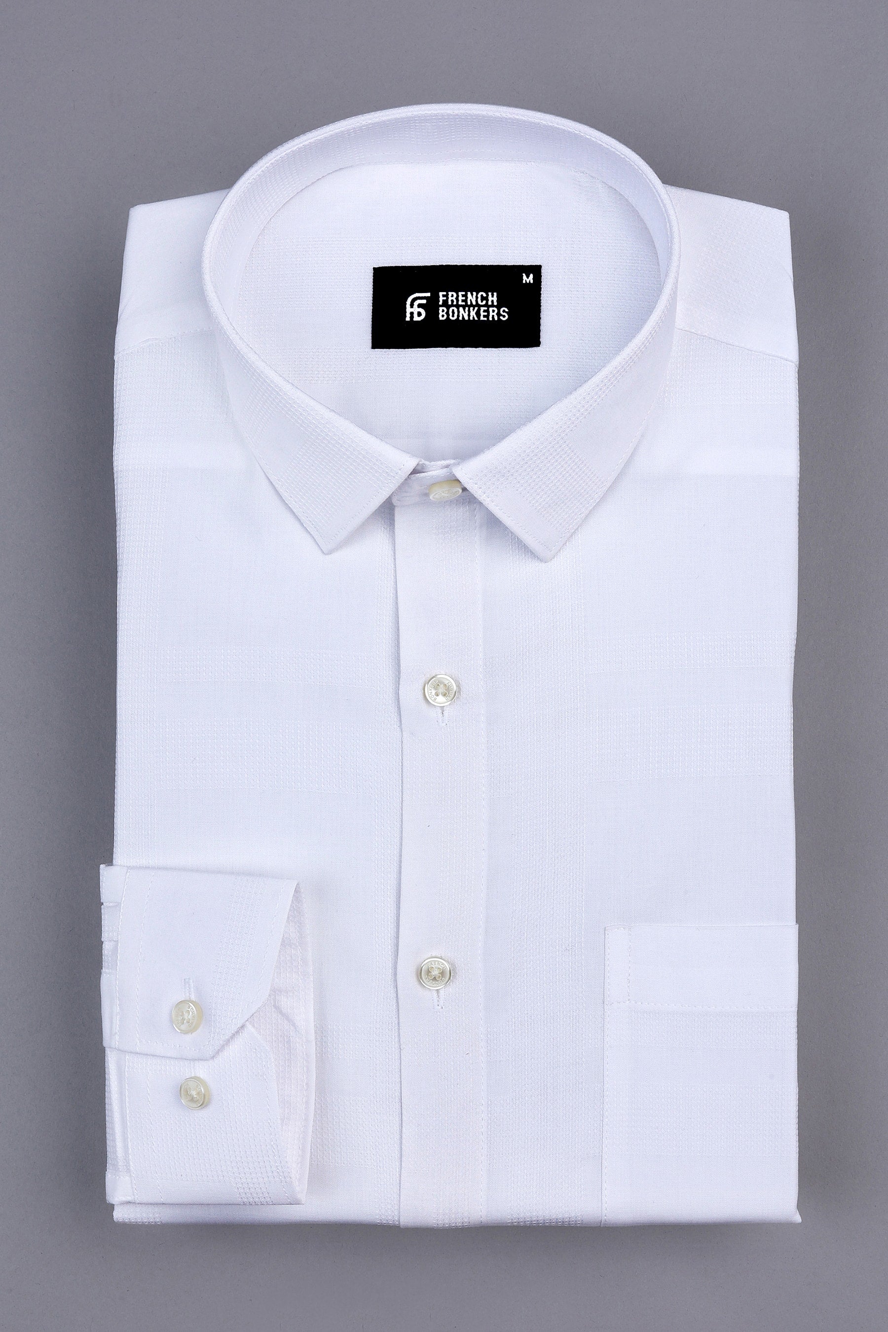 Pearl white jacquard cotton shirt