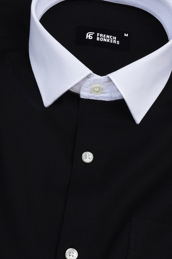 Oil black dobby texture cotton shirt