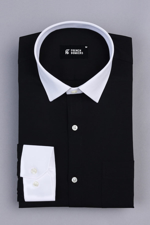 Oil black dobby texture cotton shirt