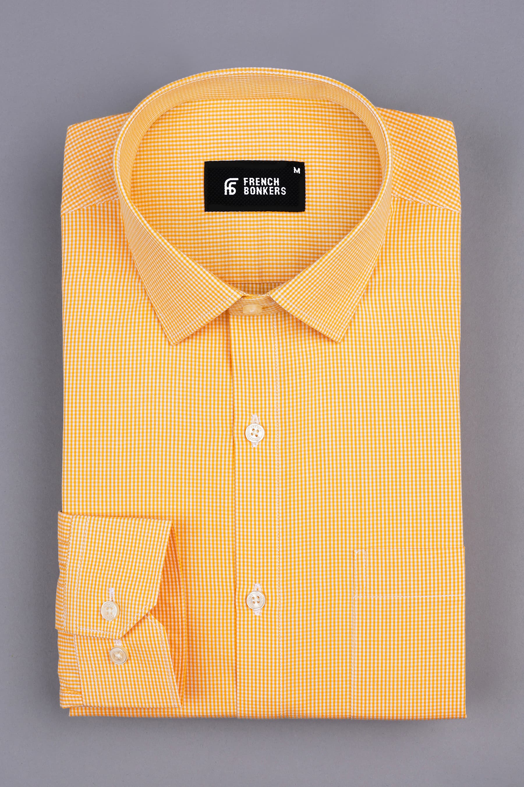 Royal yellow with white mini micro check shirt