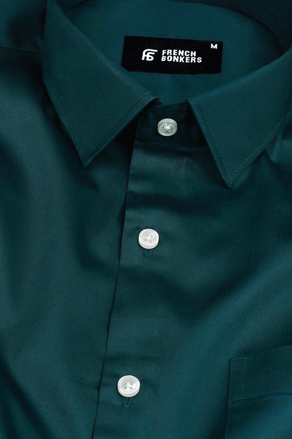 Castleton green cotton satin shirt