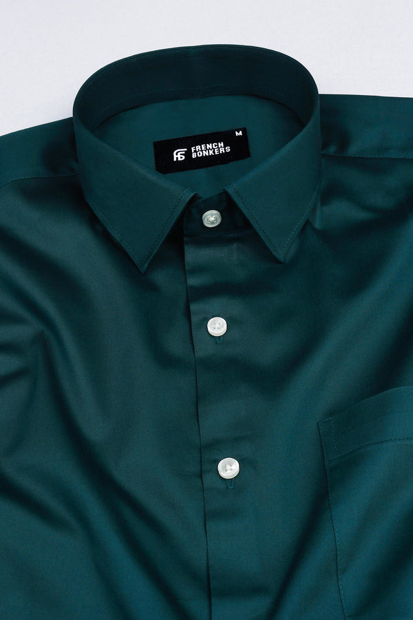 Castleton green cotton satin shirt