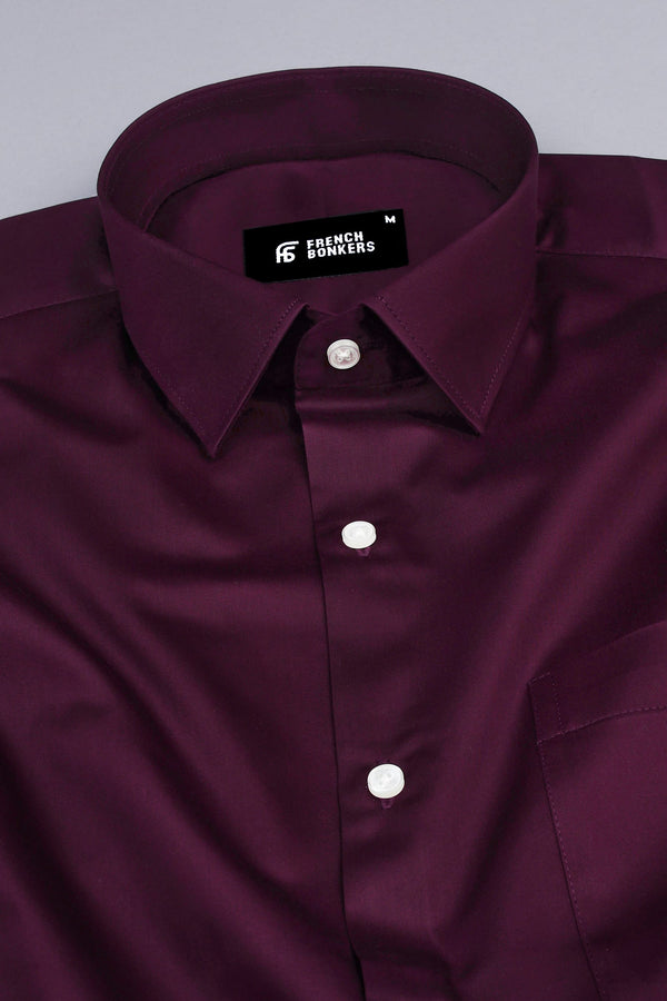 Burgundy red cotton satin shirt