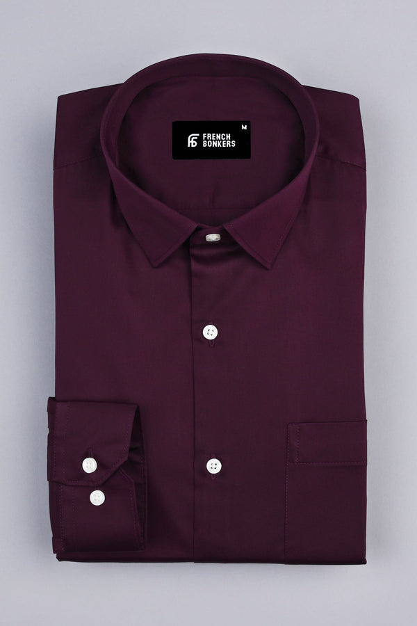 Burgundy red cotton satin shirt