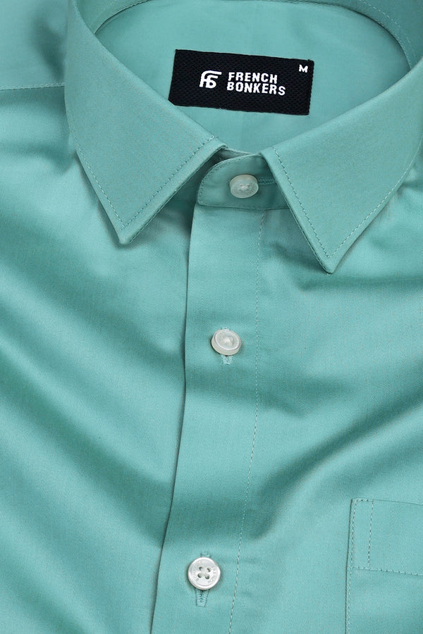 Emerald green cotton satin shirt