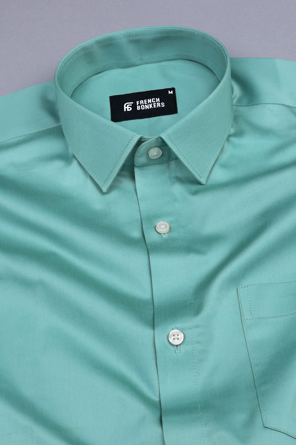 Emerald green cotton satin shirt