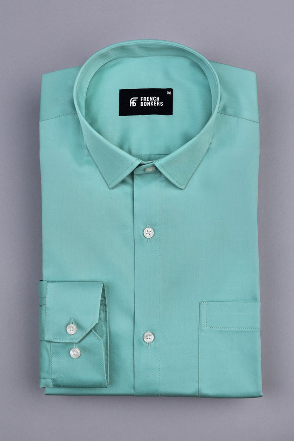 Emerald green cotton satin shirt