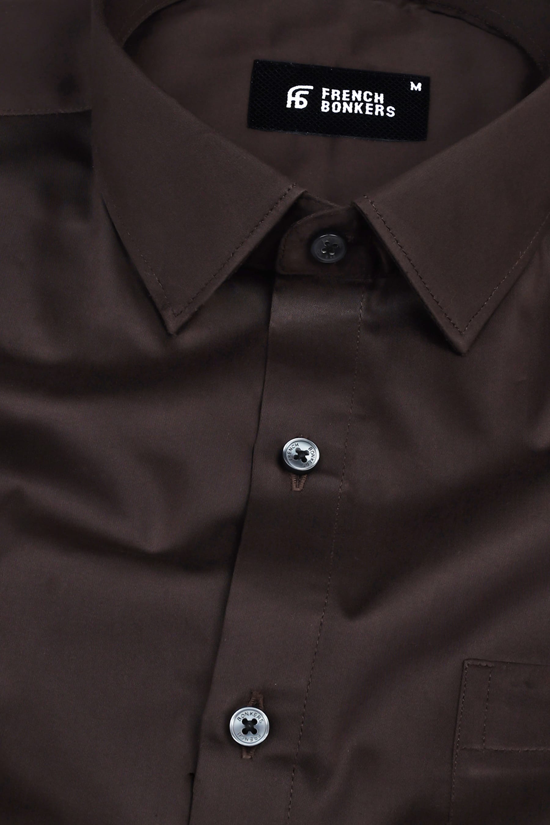 Saddle brown cotton satin shirt