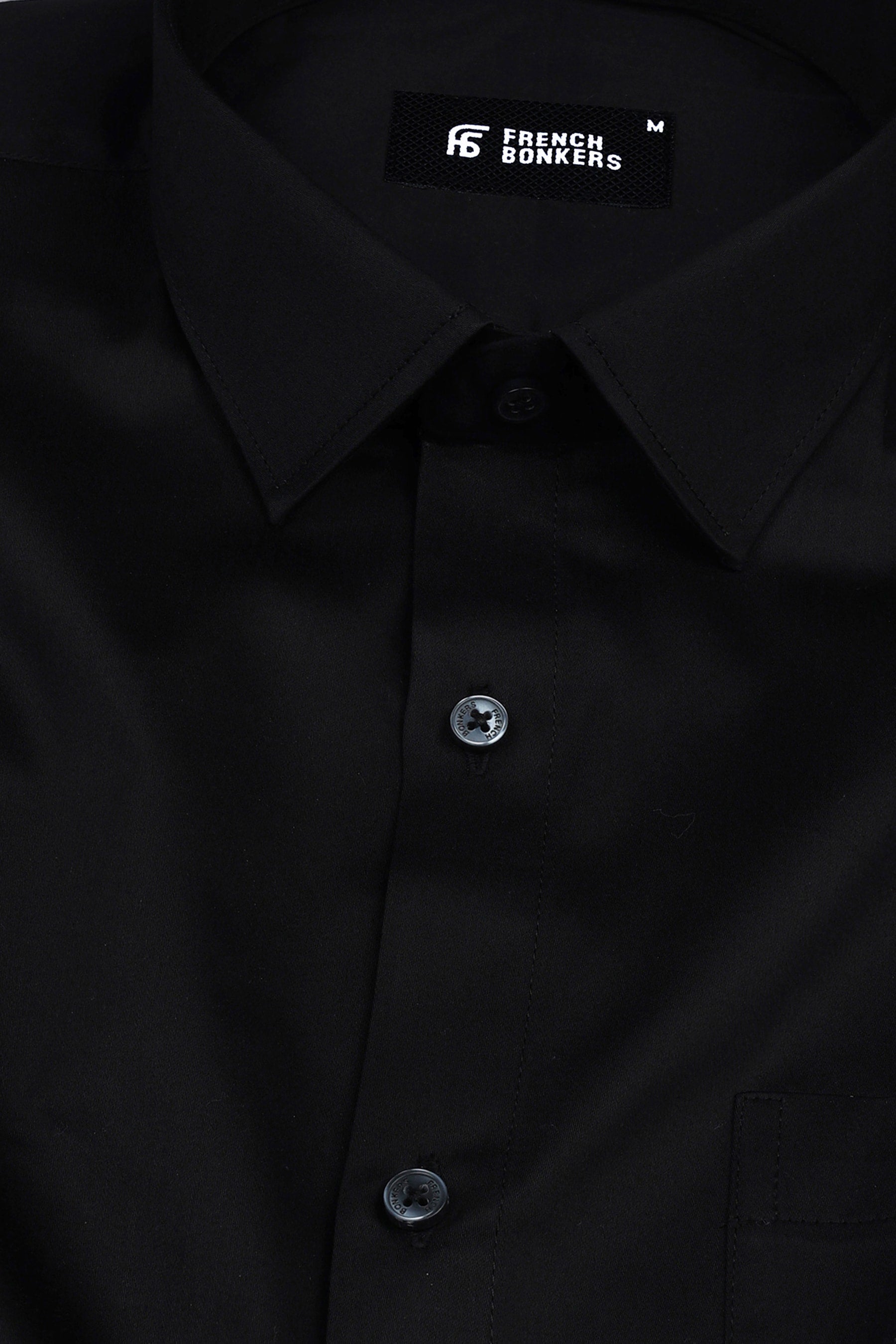 Coal black cotton satin shirt