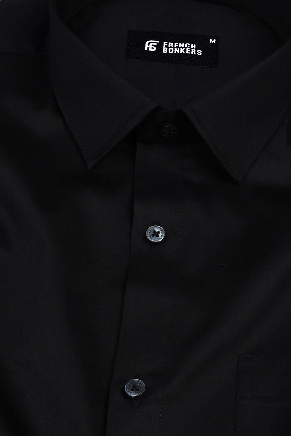 Coal black cotton satin shirt