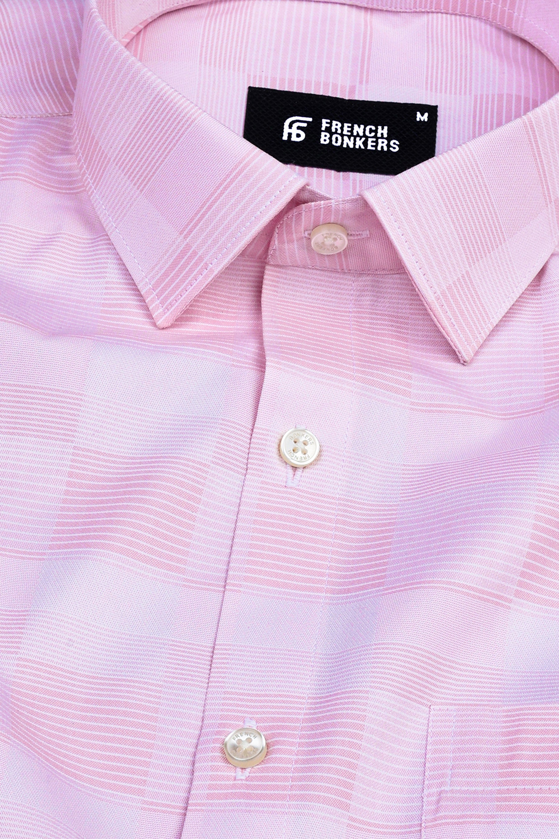 Light pink with white line check shirt