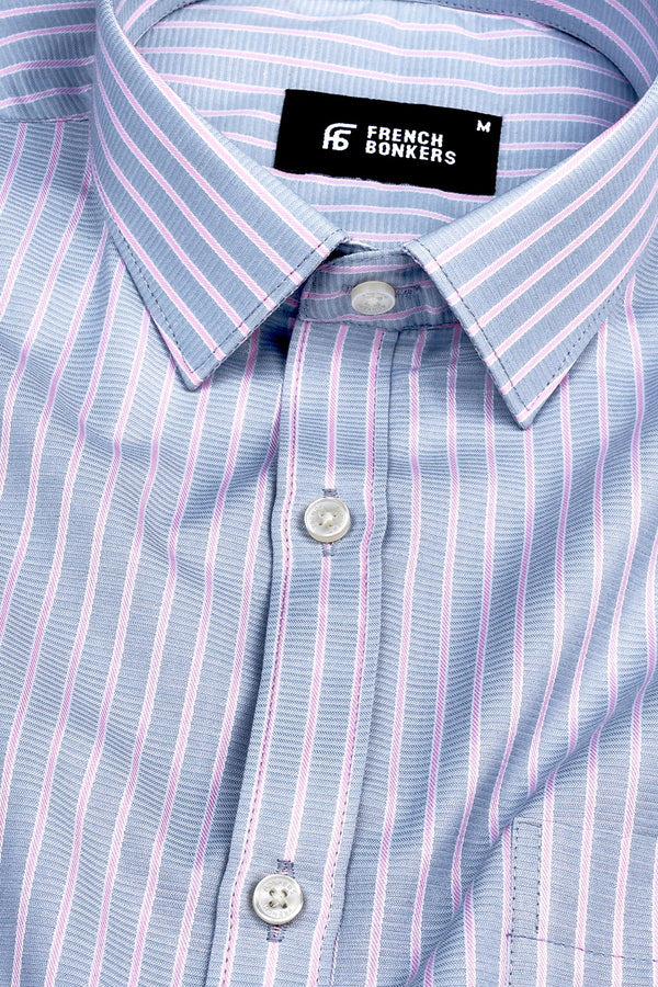 Ash grey with pale  pink line  regency stripe shirt