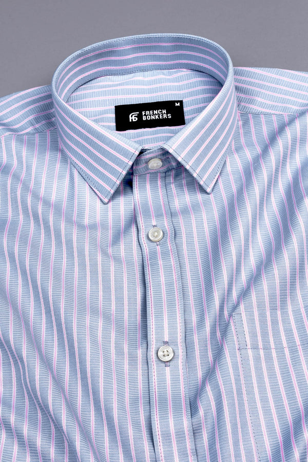 Ash grey with pale  pink line  regency stripe shirt