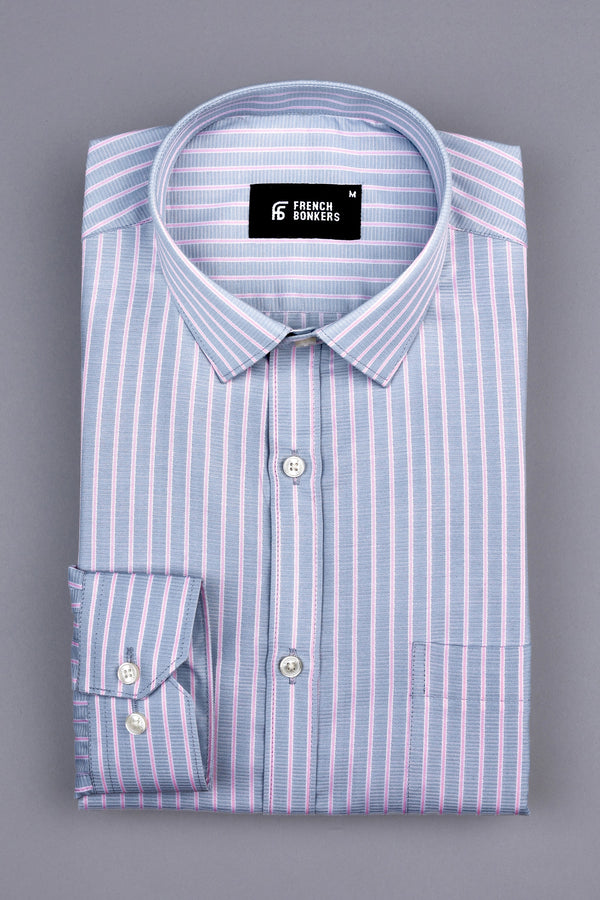 Ash grey with pale  pink line  regency stripe shirt