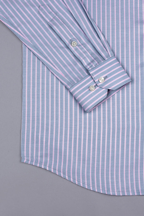 Ash grey with pale  pink line  regency stripe shirt