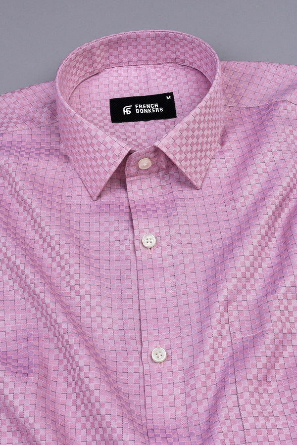 Dark pink with light black line check shirt