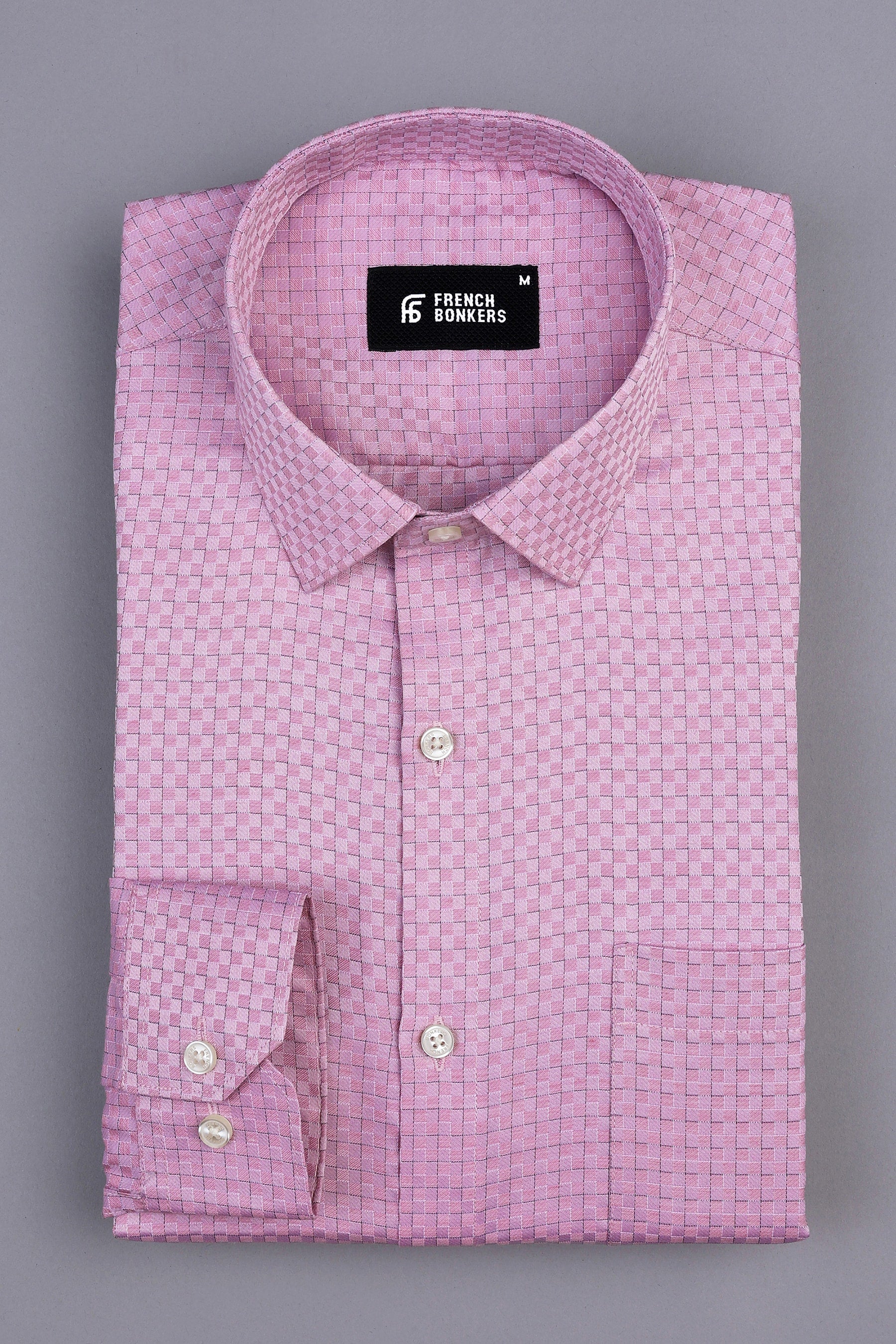 Dark pink with light black line check shirt