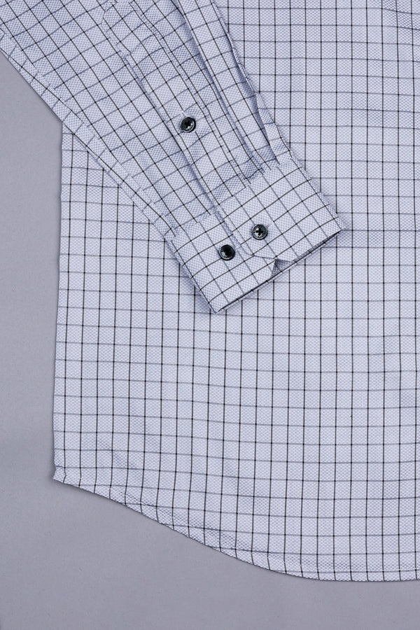 Charcoal grey with dark grey line check shirt