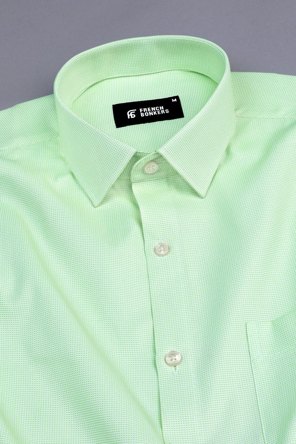 Pistachio green dobby texture shirt