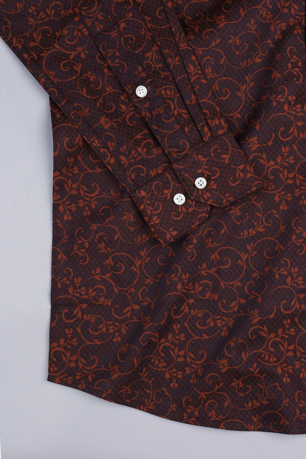 Caramal and brunette brown jacquard printed shirt