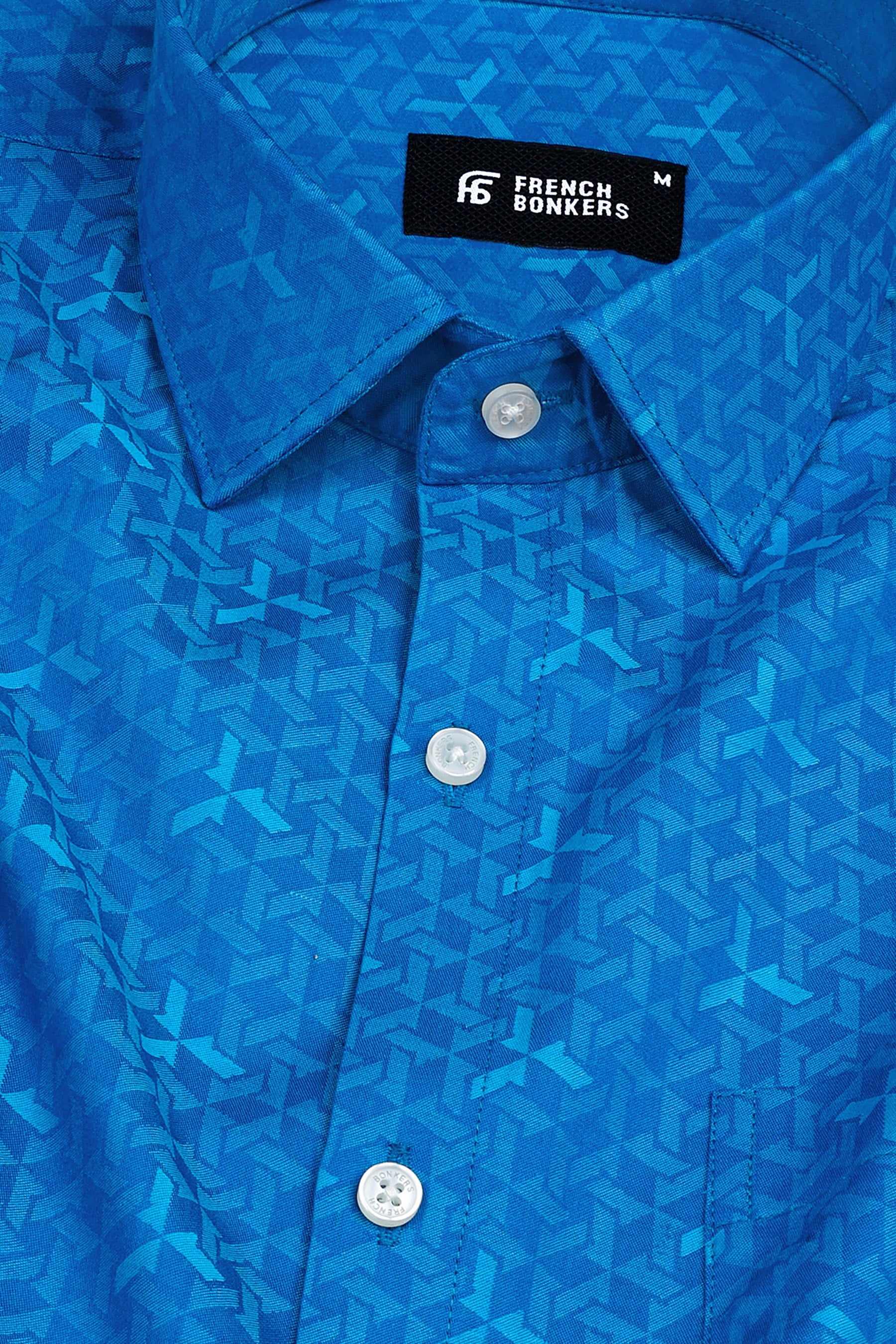 Dodger blue jacquard printed shirt