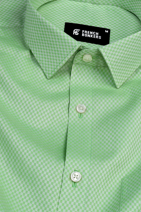 Parrot green  jacquard printed shirt