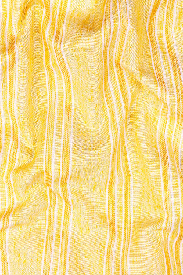 Light and Dark Mango yellow with white Line stipe shirt