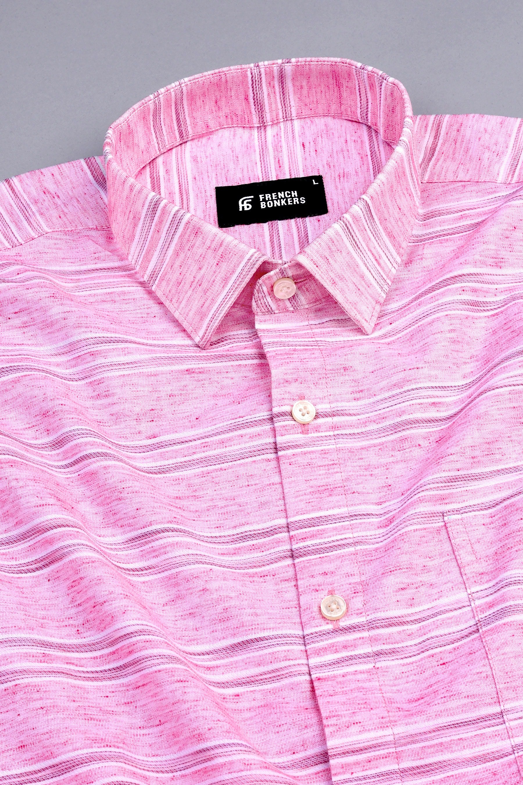 Light and Dark Mulberry pink with white Line stripe shirt