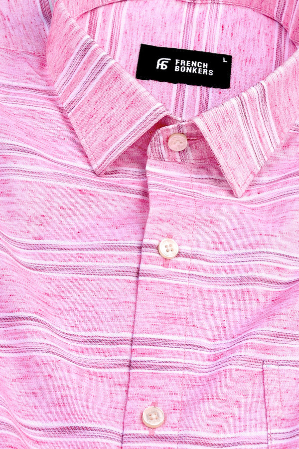 Light and Dark Mulberry pink with white Line stripe shirt