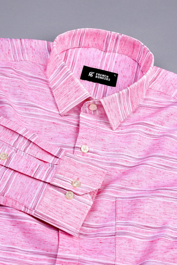 Light and Dark Mulberry pink with white Line stripe shirt