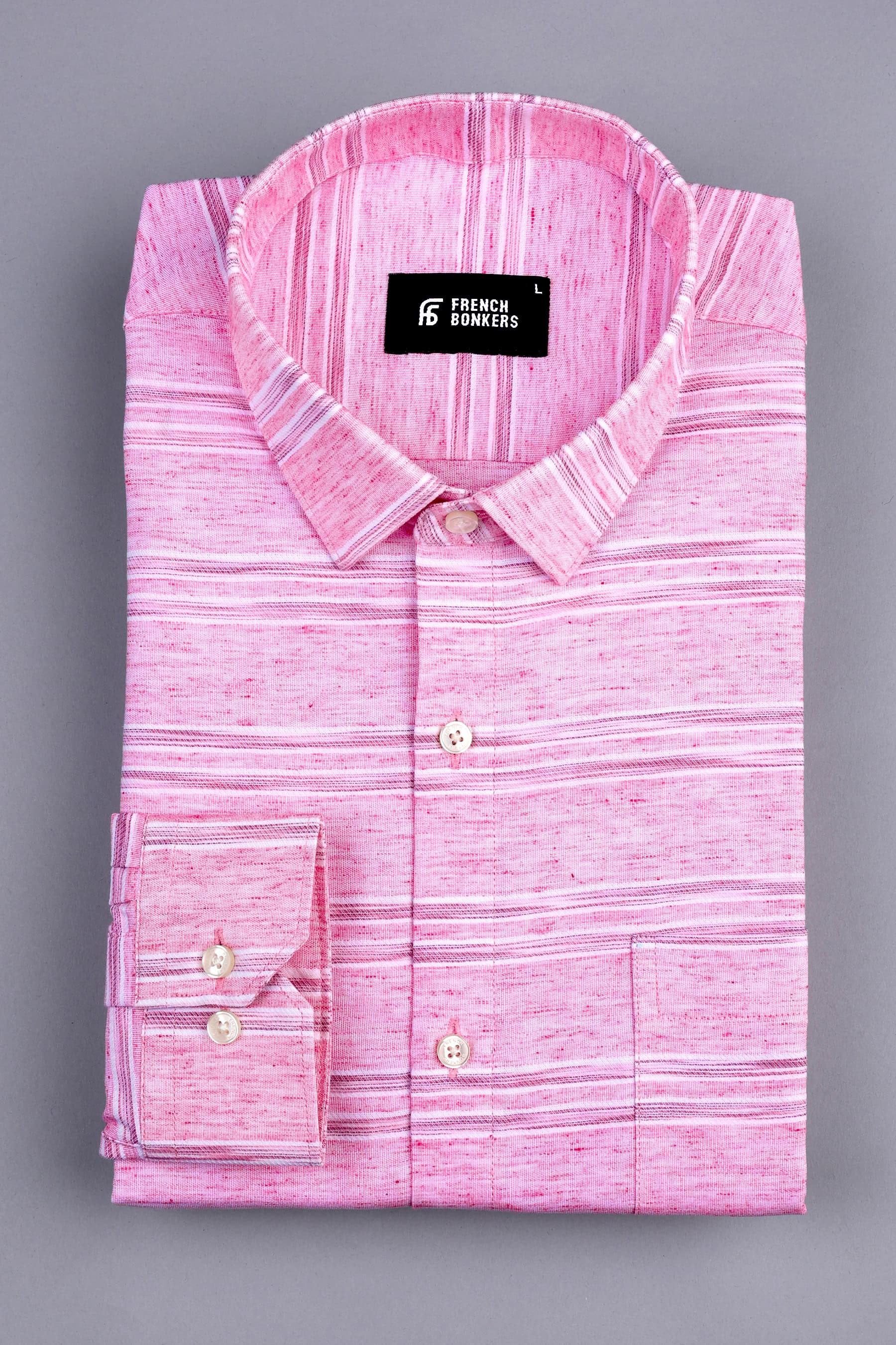 Light and Dark Mulberry pink with white Line stripe shirt