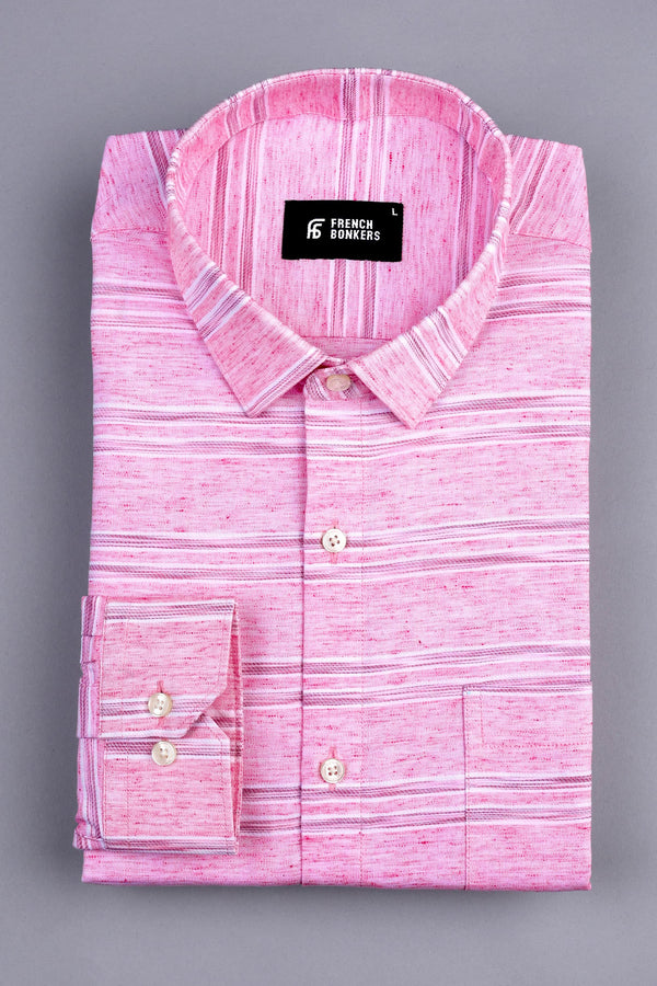 Light and Dark Mulberry pink with white Line stripe shirt