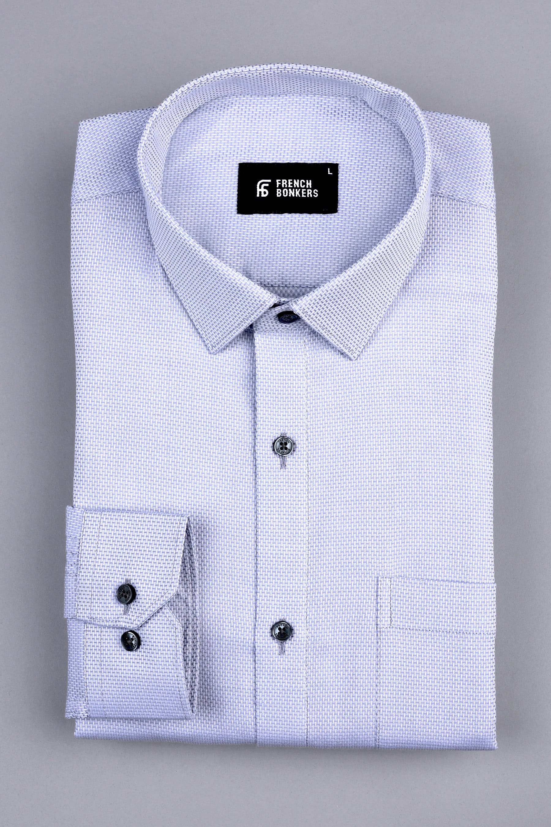 Light grey jacquard cotton shirt