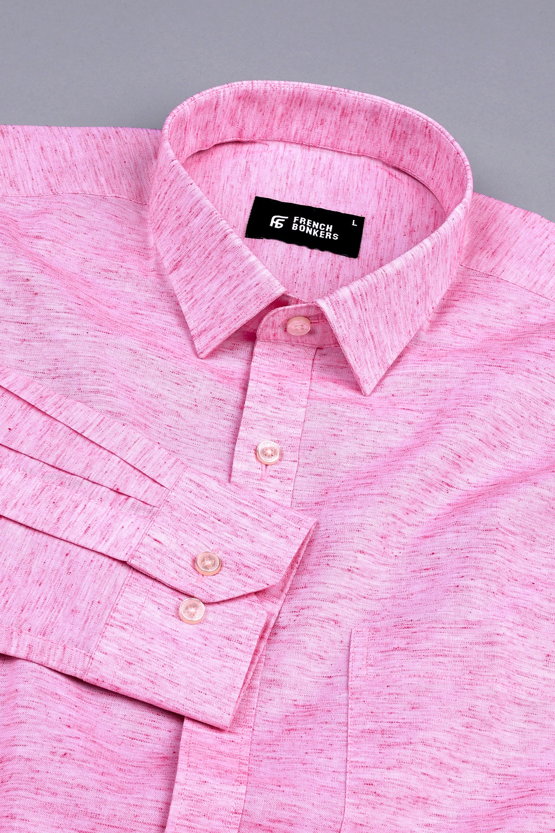 Rose pink dot with white texture solid shirt