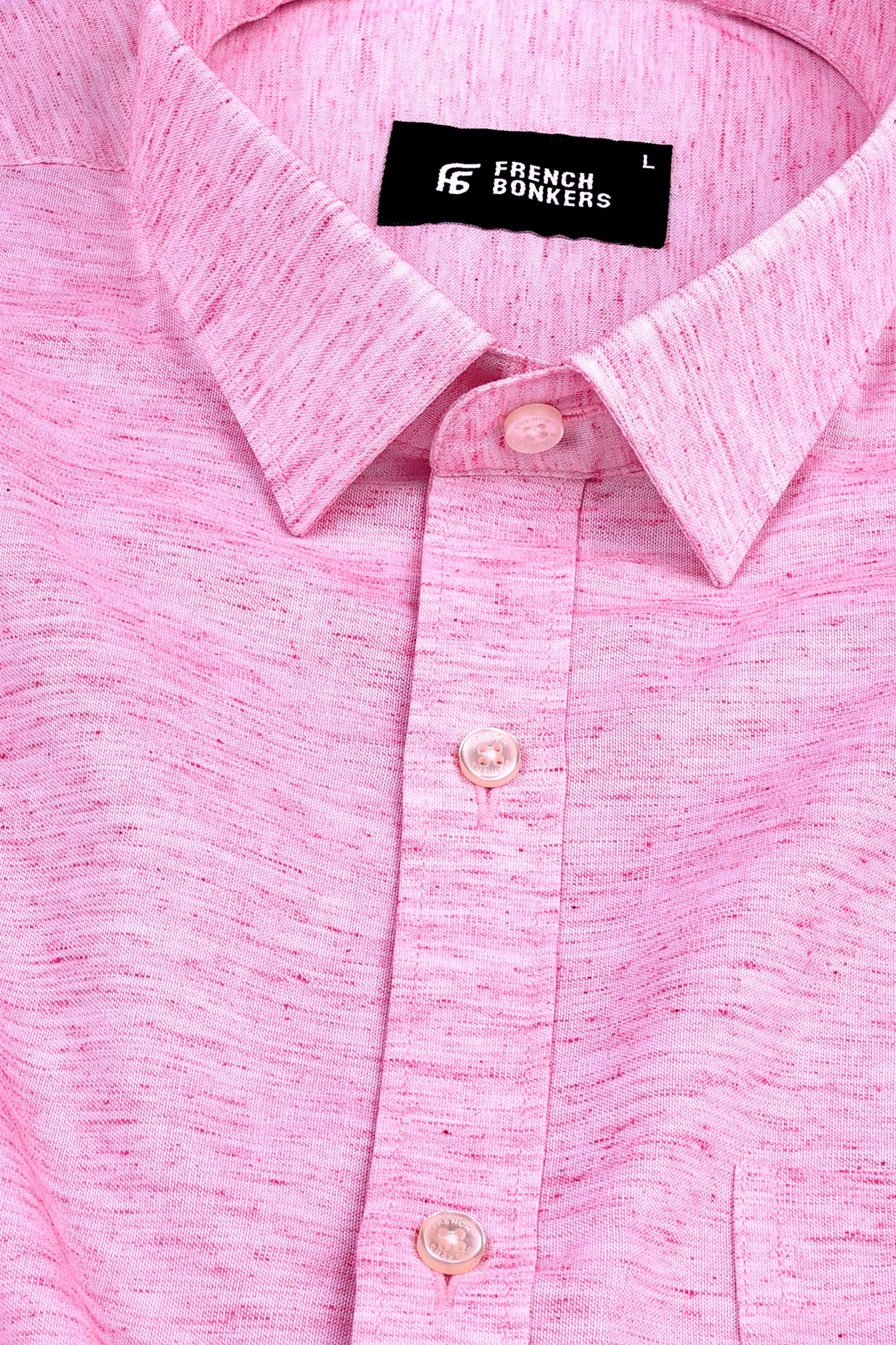 Rose pink dot with white texture solid shirt