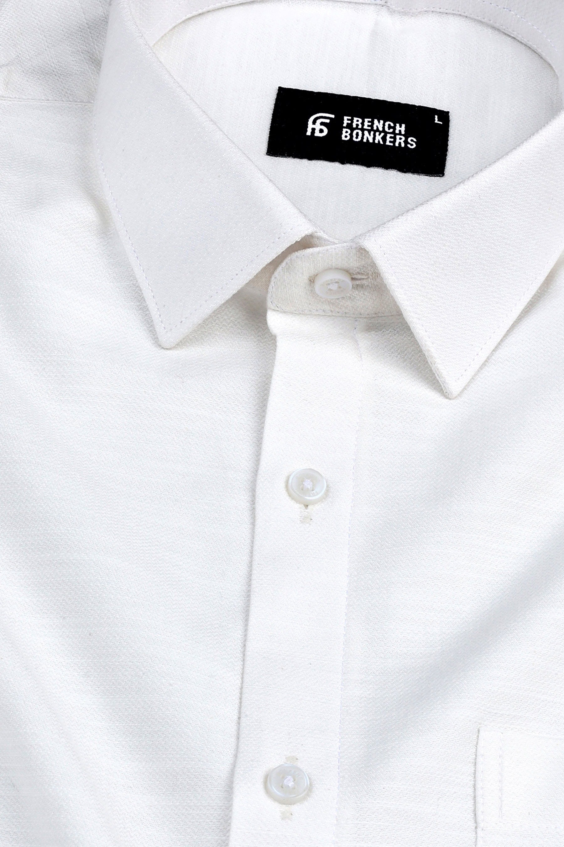 Orchid White herringbone texure cotton shirt