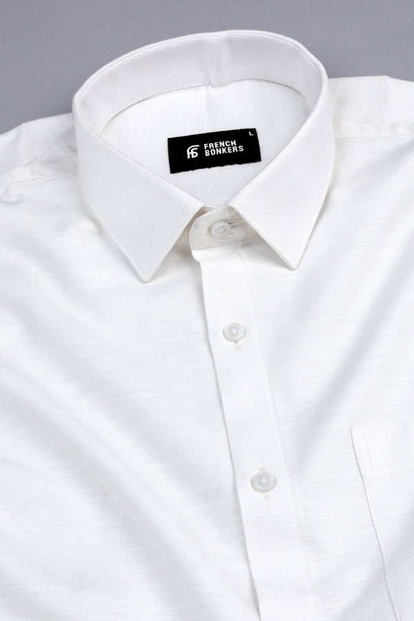 Orchid White herringbone texure cotton shirt