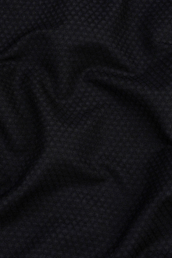 Ink black rhombus shape jacquard cotton shirt