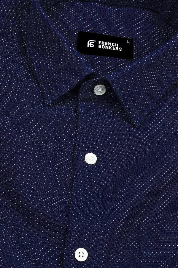 Dark blue with white dot finish jacquard shirt