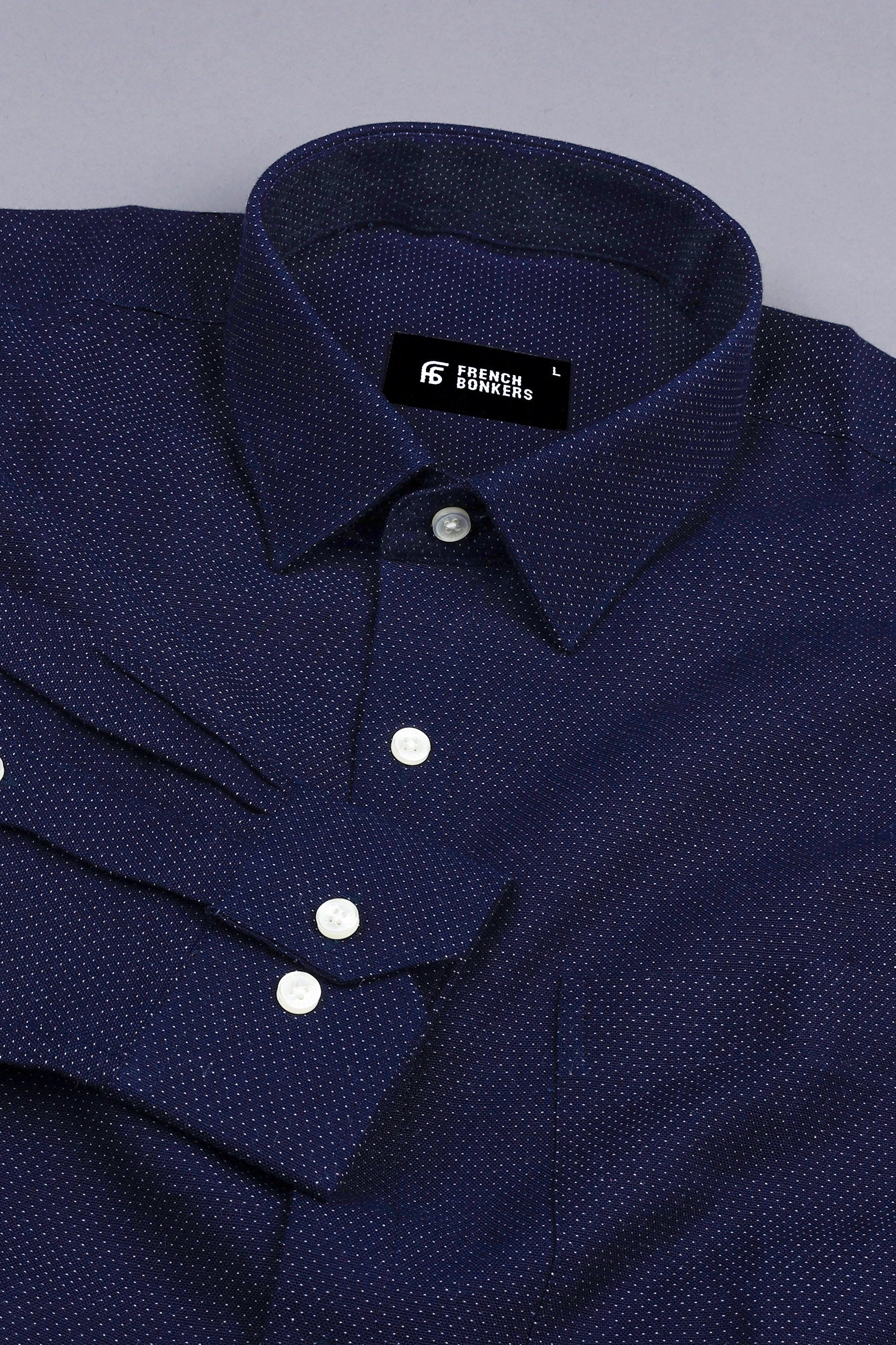 Dark blue with white dot finish jacquard shirt