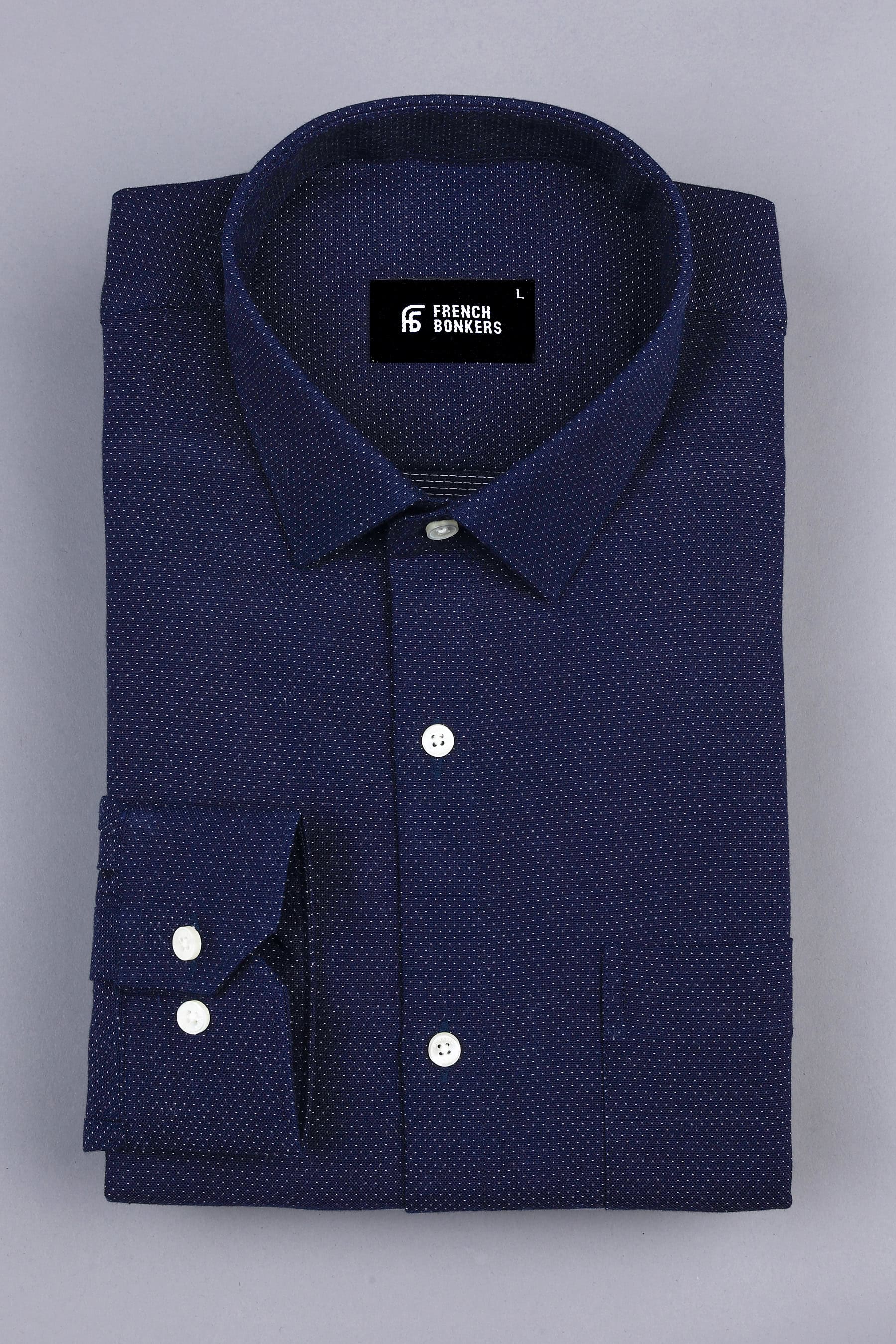 Dark blue with white dot finish jacquard shirt