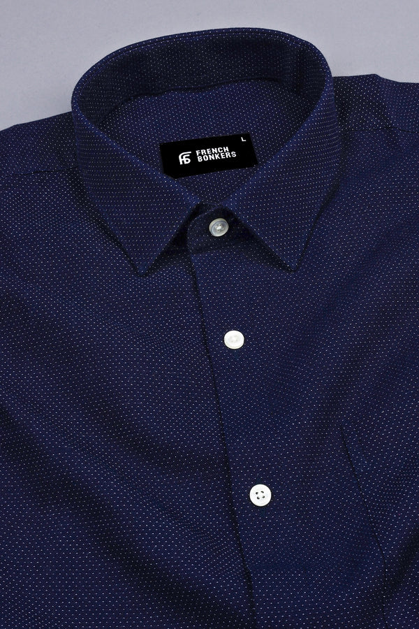 Dark blue with white dot finish jacquard shirt